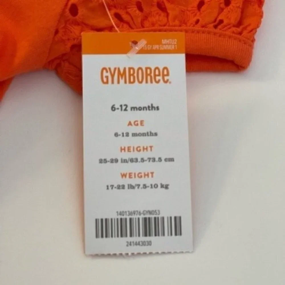 GYMBOREE tangerine Dress cap sleeve key hole back matching underwear 6-12 months